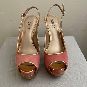 Guess Pink/Rose Gold 6.5 High Heel Platform